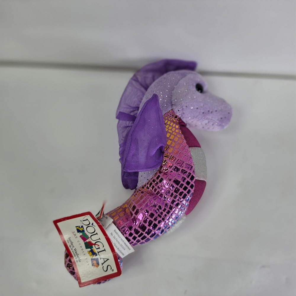 Douglas Cuddle Toy Purple Seahorse Plush Sparkle Pink Scale 10 Inch Stuffed Sea